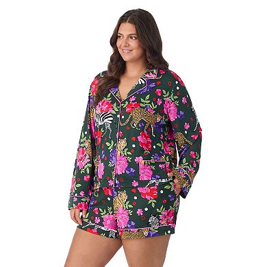 Plus Size Beauty Sleep Social 2-pc. Cozy Long Sleeve Notch Collar Pajama Top & Pajama Shorts Set