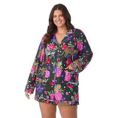 Plus Size Beauty Sleep Social 2-pc. Cozy Long Sleeve Notch Collar Pajama Top & Pajama Shorts Set