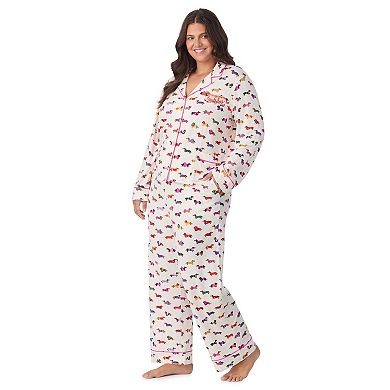 Plus Beauty Sleep Social Cozy 2-pc. Long Sleeve Notch Collar Pajama Top & Pajama Pants Set
