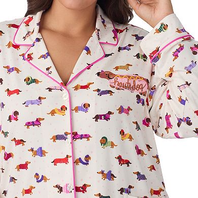 Plus Beauty Sleep Social Cozy 2-pc. Long Sleeve Notch Collar Pajama Top & Pajama Pants Set