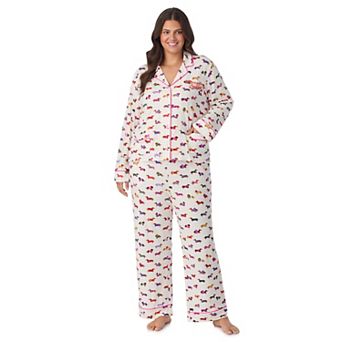 Plus Beauty Sleep Social Cozy 2 pc Long Sleeve Notch Collar Pajama Top & Pajama Pants Set