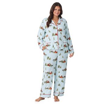 Women's Beauty Sleep Social Cozy 2 pc Long Sleeve Notch Collar Pajama Top & Pajama Pants Set