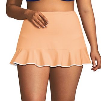 Plus Size Lands' End Pique Ruffle Hem Mini Swim Bottoms