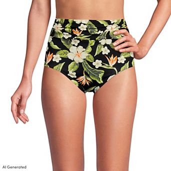 Women's Lands' End Ruched High Waisted Swim Bottoms