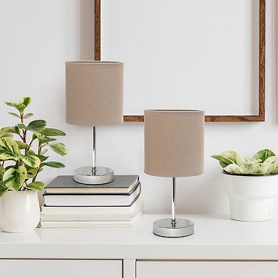 Creekwood Home Nauru 11.81" Two Pack Traditional Petite Metal Stick Bedside Table Desk Lamp Set