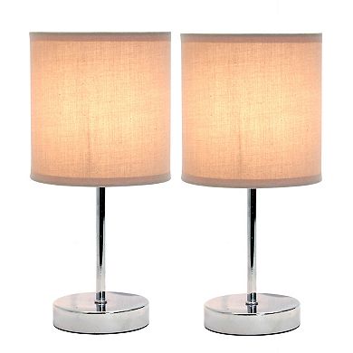 Creekwood Home Nauru 11.81" Two Pack Traditional Petite Metal Stick Bedside Table Desk Lamp Set