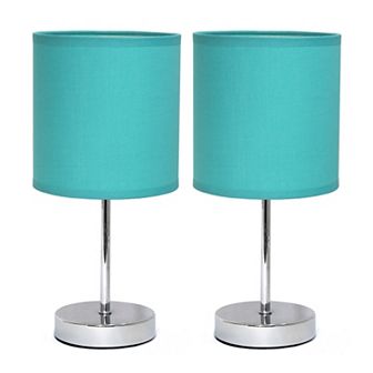 Creekwood Home Nauru 11.81" Two Pack Traditional Petite Metal Stick Bedside Table Desk Lamp Set