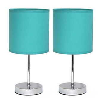 Creekwood Home Nauru 11.81" Two Pack Traditional Petite Metal Stick Bedside Table Desk Lamp Set
