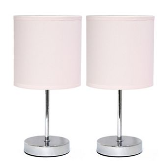 Creekwood Home Nauru 11.81" Two Pack Traditional Petite Metal Stick Bedside Table Desk Lamp Set