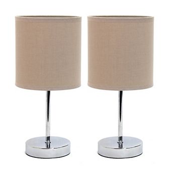 Creekwood Home Nauru 11.81" Two Pack Traditional Petite Metal Stick Bedside Table Desk Lamp Set