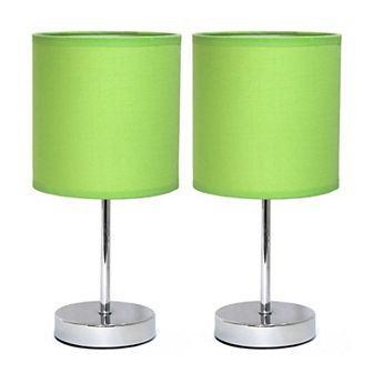 Creekwood Home Nauru 11.81" Two Pack Traditional Petite Metal Stick Bedside Table Desk Lamp Set