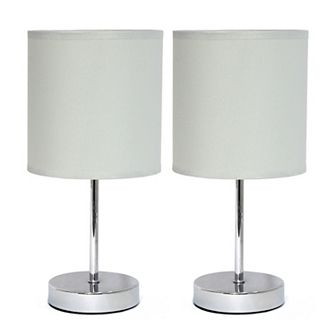 Creekwood Home Nauru 11.81" Two Pack Traditional Petite Metal Stick Bedside Table Desk Lamp Set