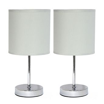 Creekwood Home Nauru 11.81" Two Pack Traditional Petite Metal Stick Bedside Table Desk Lamp Set