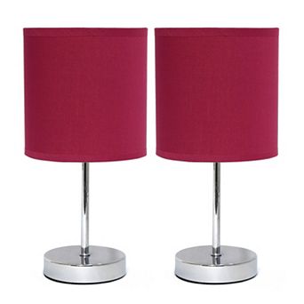 Creekwood Home Nauru 11.81" Two Pack Traditional Petite Metal Stick Bedside Table Desk Lamp Set