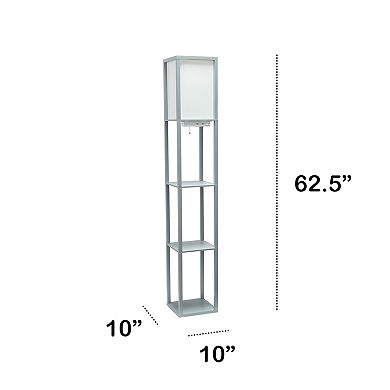 Creekwood Home Classix 62.5" Multifunctional 3-Tier Storage and Display Floor Lamp