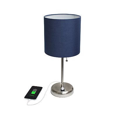 Creekwood Home Oslo 19.5" Contemporary Bedside USB Port Feature Standard Metal Table Desk Lamp