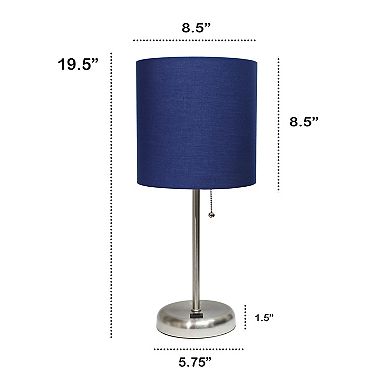 Creekwood Home Oslo 19.5" Contemporary Bedside USB Port Feature Standard Metal Table Desk Lamp