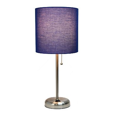 Creekwood Home Oslo 19.5" Contemporary Bedside Power Outlet Base Standard Metal Table Desk Lamp
