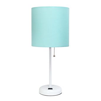 Creekwood Home Oslo 19.5" Contemporary Bedside Power Outlet Base Standard Metal Table Desk Lamp