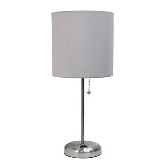 Creekwood Home Oslo 19.5" Contemporary Bedside Power Outlet Base Standard Metal Table Desk Lamp