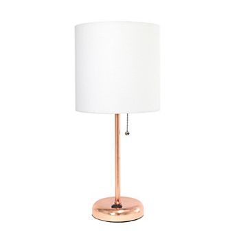 Creekwood Home Oslo 19.5" Contemporary Bedside Power Outlet Base Standard Metal Table Desk Lamp
