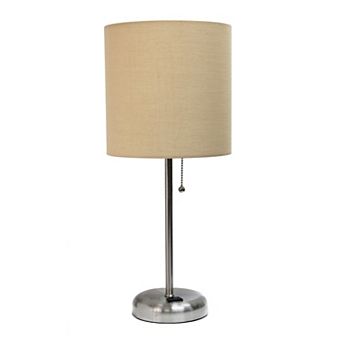Creekwood Home Oslo 19.5" Contemporary Bedside Power Outlet Base Standard Metal Table Desk Lamp