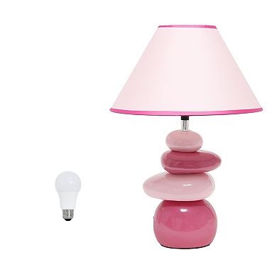 Creekwood Home Priva Contemporary Ceramic Stacking Stones Table Desk Lamp