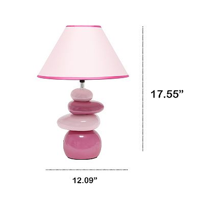 Creekwood Home Priva Contemporary Ceramic Stacking Stones Table Desk Lamp