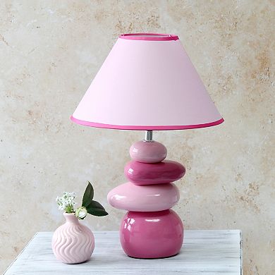 Creekwood Home Priva Contemporary Ceramic Stacking Stones Table Desk Lamp