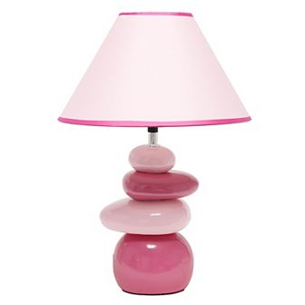 Creekwood Home Priva Contemporary Ceramic Stacking Stones Table Desk Lamp