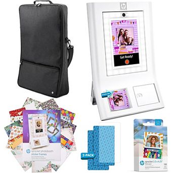 HP Sprocket Photobooth 3x4" Photo Printer (Pink) Bundle w/Zink Paper, Case, Screen Protector & More!