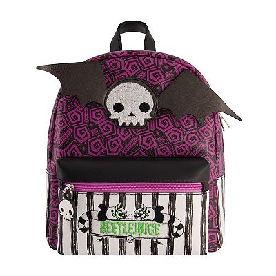 beetlejuice backpack mini Icons Features Faux leather (polyurethane) Sturdy top handle Adjustable shoulder straps Applique Beetlejuice - Ghost House Mini-Backpack