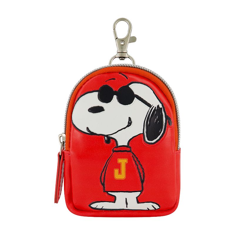 Peanuts Snoopy J Full Pose Coin Purse with Keychain Clip, Multi