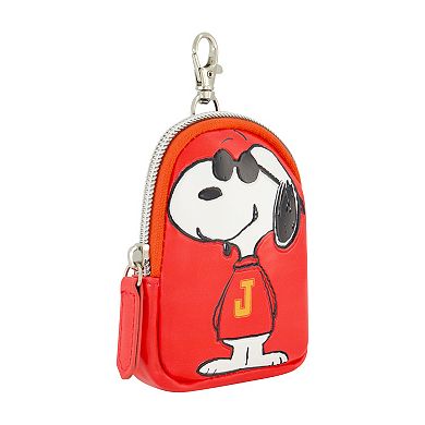 Peanuts Snoopy J Full Pose Coin Purse with Keychain Clip