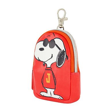 Peanuts Snoopy J Full Pose Coin Purse with Keychain Clip