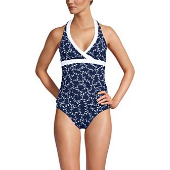 Petite Lands' End V-Neck Halter Swim Top