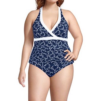 Plus Size Lands' End V-Neck Halter Swim Top