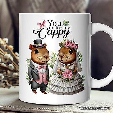 Cute Married Couple Capybara Mug, You Make Me Cappy Romantic Wedding Gift