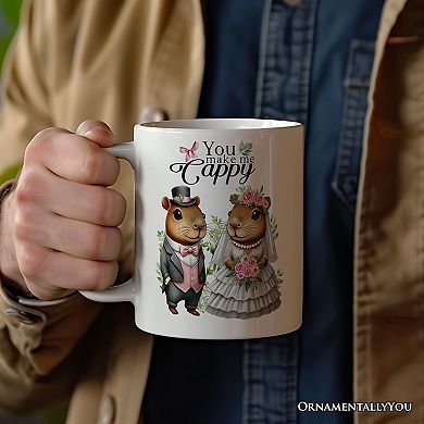 Cute Married Couple Capybara Mug, You Make Me Cappy Romantic Wedding Gift