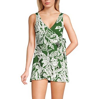Women's Lands' End Side Tie Mini Swim Dress Swimsuit