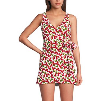 Women's Lands' End Side Tie Mini Swim Dress Swimsuit