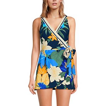 Women's Lands' End Side Tie Mini Swim Dress Swimsuit