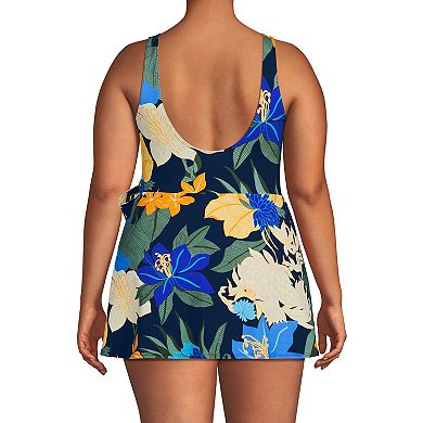 Plus Size Lands' End Side Tie Mini Swim Dress