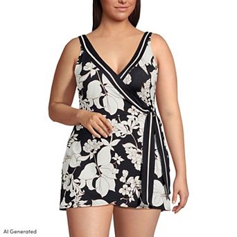 Plus Size Lands' End Side Tie Mini Swim Dress