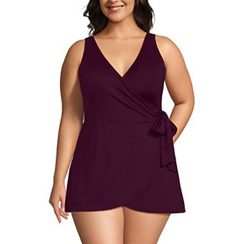 Plus Size Lands' End Side Tie Mini Swim Dress