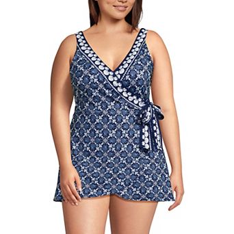 Plus Size Lands' End Side Tie Mini Swim Dress