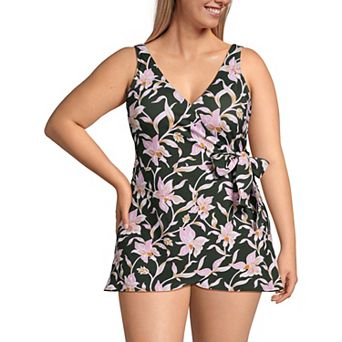 Plus Size Lands' End Side Tie Mini Swim Dress