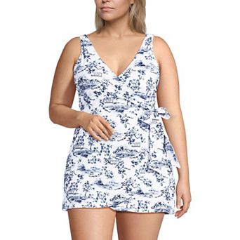 Plus Size Lands' End Side Tie Mini Swim Dress