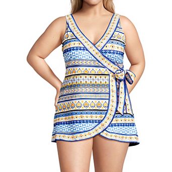 Plus Size Lands' End Side Tie Mini Swim Dress