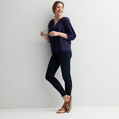 Petite Sonoma Goods For Life® Plaid Button-Through Peasant Top